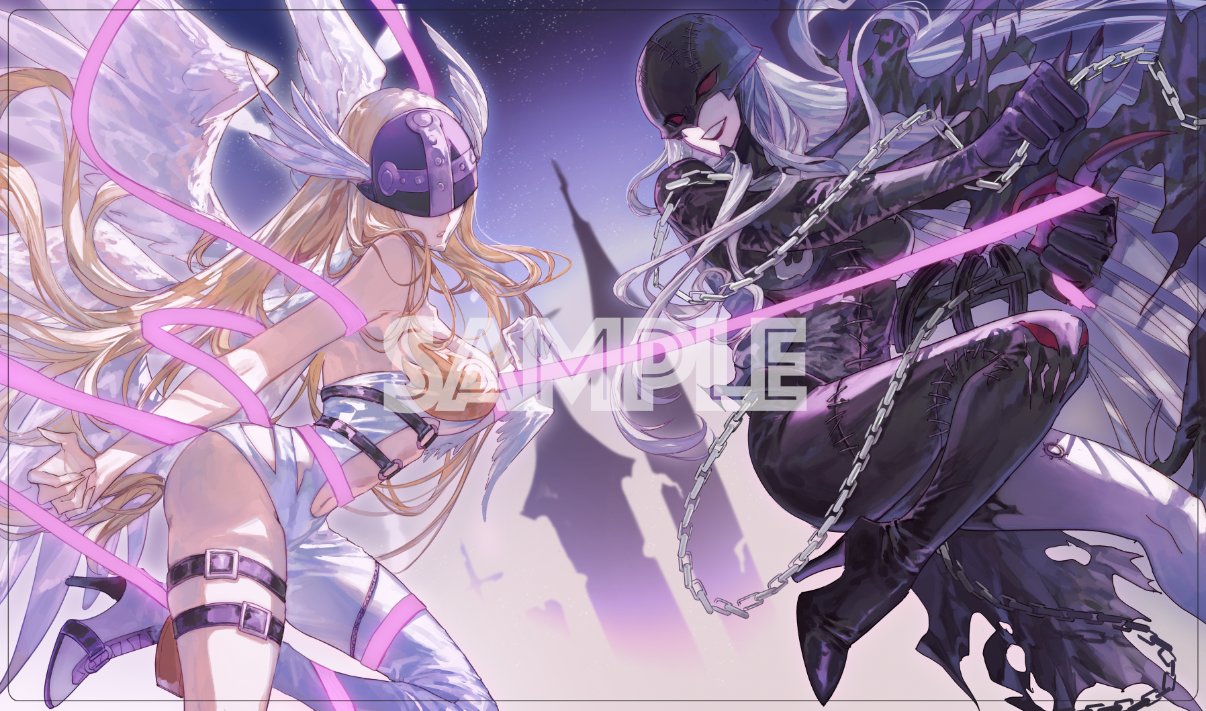 [IN STOCK] EATOS Playmat 8/5 Cut-off - (Angewomon & LadyDevimon / エンジェウーモン & レディーデビモン - Digimon / デジモン)