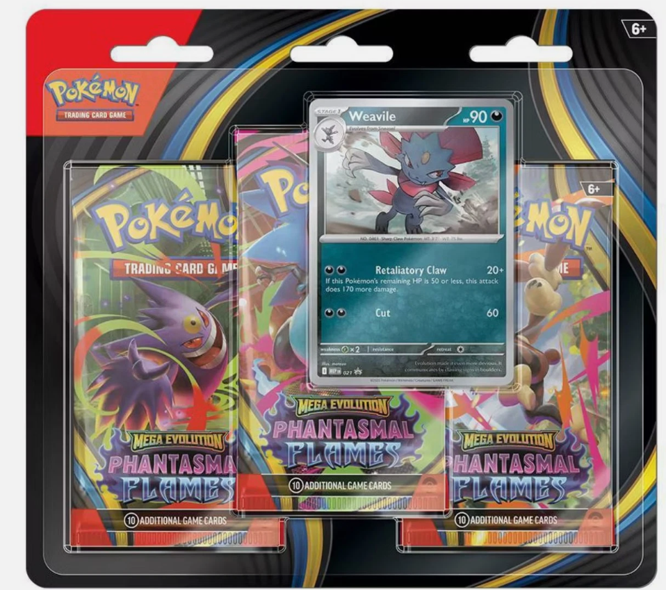 [Pre-order] English Pokemon 美版 Phantasmal Flames 3 Pack Blister 1 set of 2 (Sneasel+Weavile))