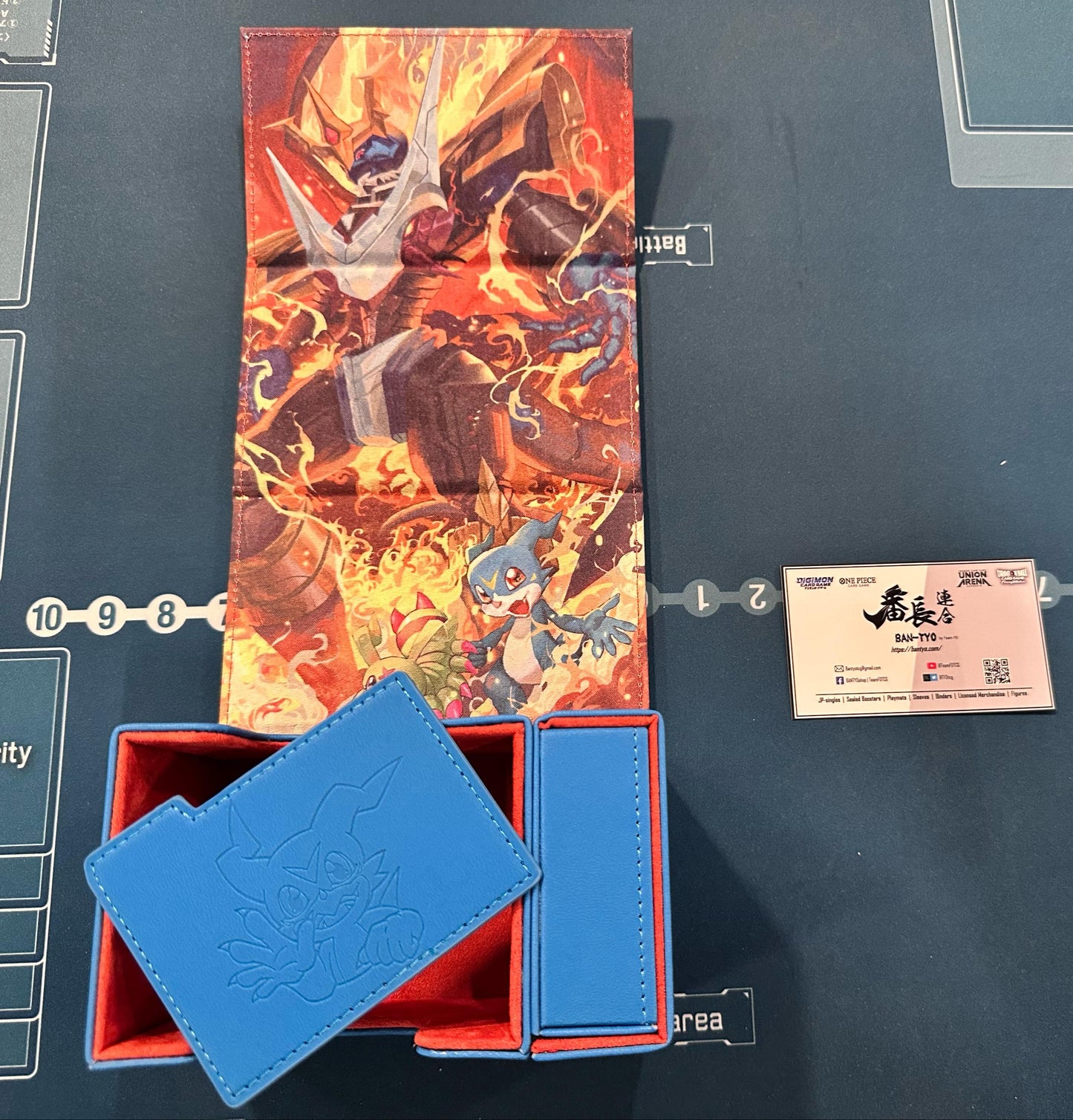 [Deck Box] Imperialdramon Veemon Blue Leather Deck Box with Bag Digimon