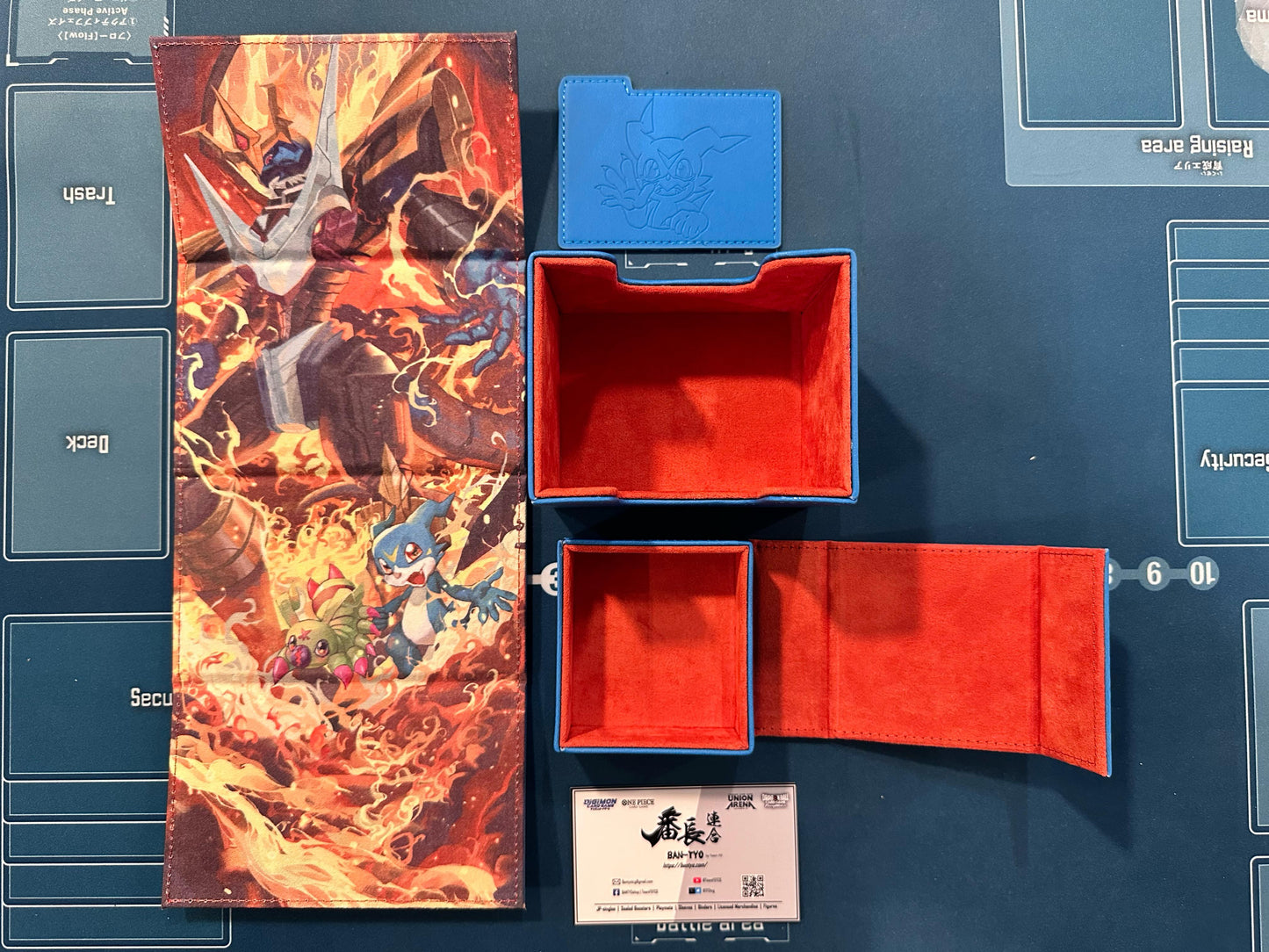 [Deck Box] Imperialdramon Veemon Blue Leather Deck Box with Bag Digimon
