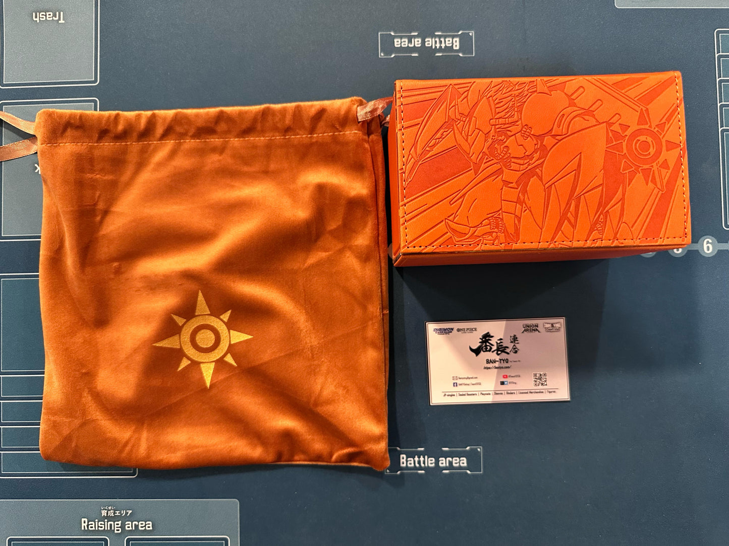 [Deck Box] Wargreymon Agumon Orange Leather Deck Box with Bag Digimon