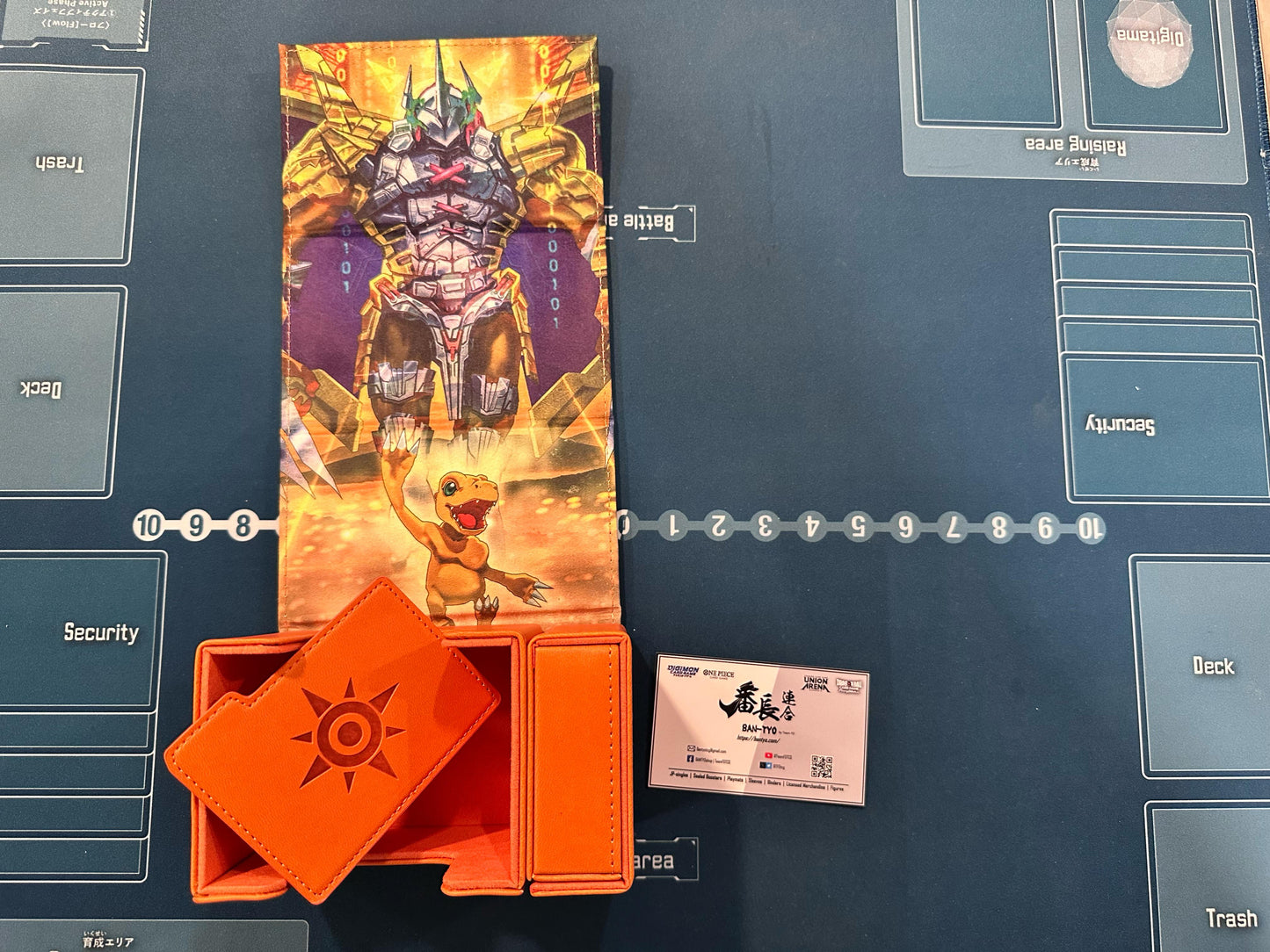 [Deck Box] Wargreymon Agumon Orange Leather Deck Box with Bag Digimon